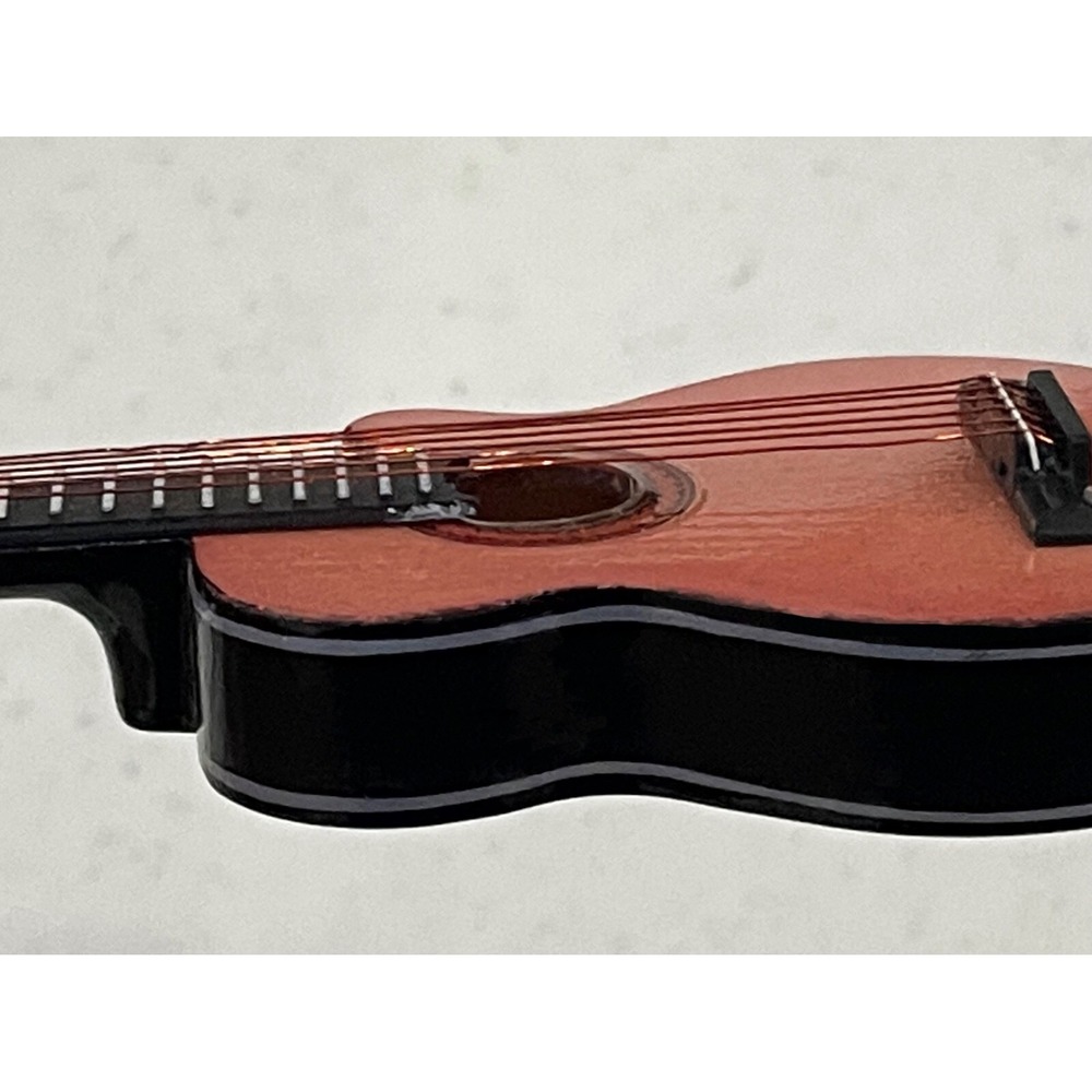 Guitar Ornament Music Instrument Brown String Hole Guitar Cut Away 5.5" - Picture 6 of 7